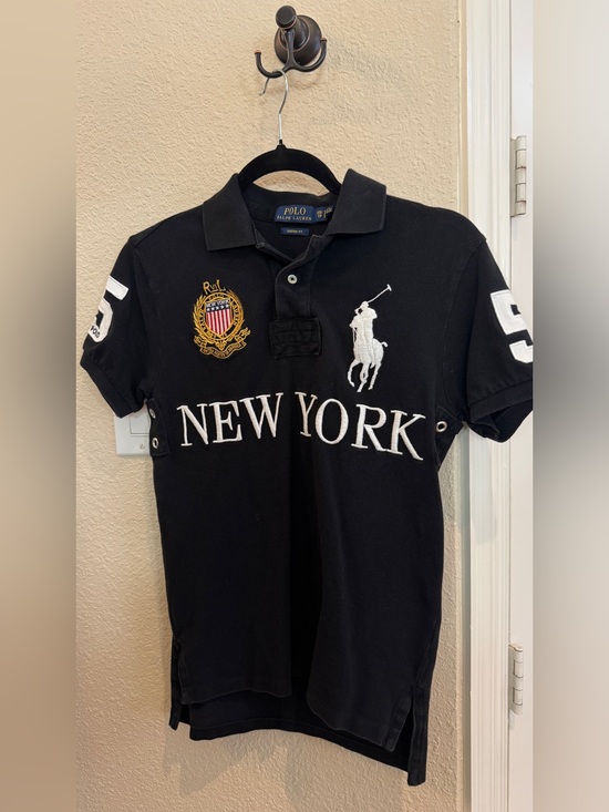 Polo Ralph Lauren Tops - XS Polo by Ralph Lauren Black 'New York' Embroidered Polo Shirt